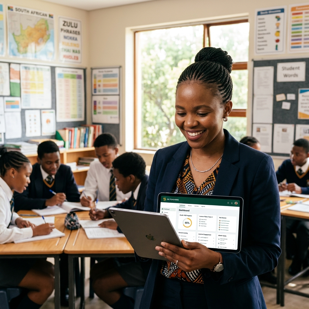 Teacher using SA Teachers platform